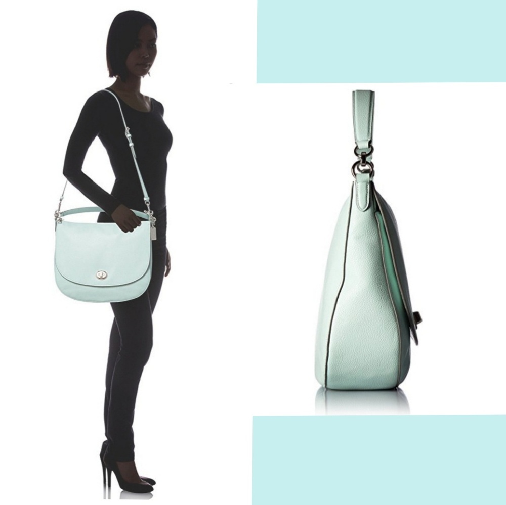 Women's Coach-Pebble Turnlock Hobo Bag-Mint Green - Picture 4 of 8